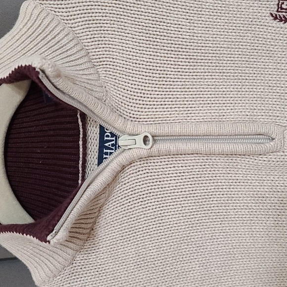 CHAPS Mens Sweater Mock Neck 1/4 Zip Chocolate Brown?/Oatmeal Sz XL EUC - Picture 3 of 9